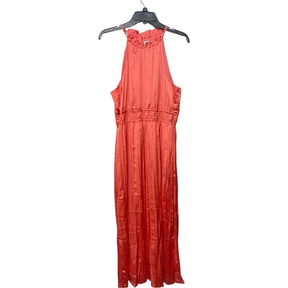 Anne Klein Pleated A-Line Halter Dress in Coral Size 12 - Picture 5 of 8